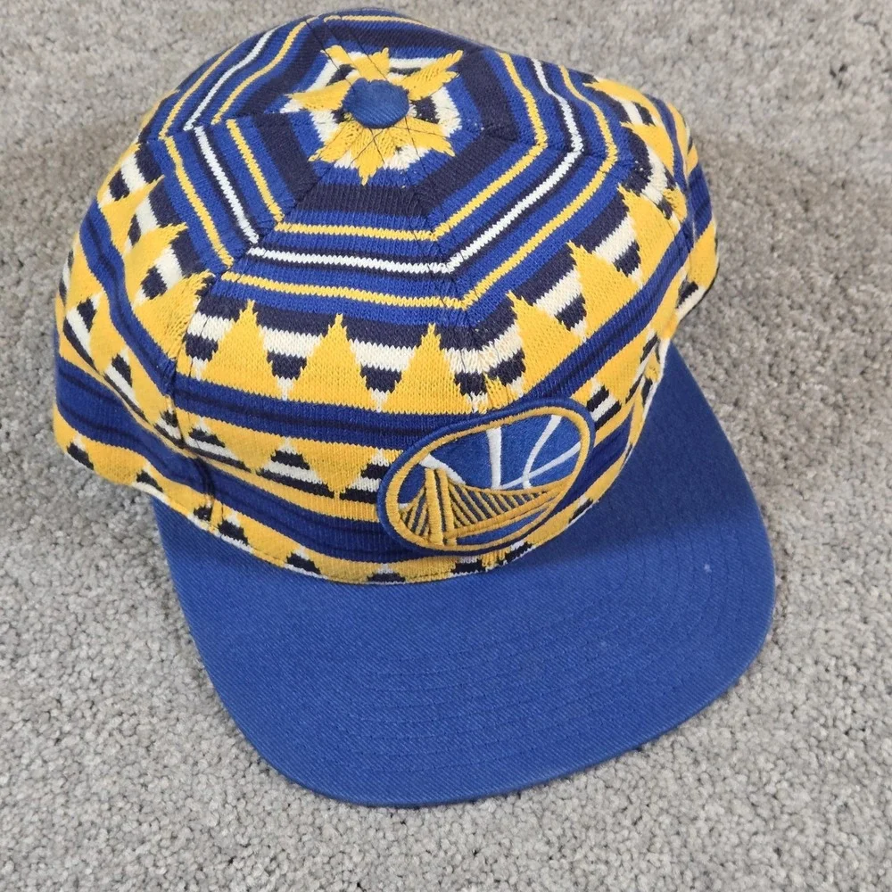 Mitchell & Ness Golden State Warriors Hat Mens OS Blue Snapback Knit Geometric